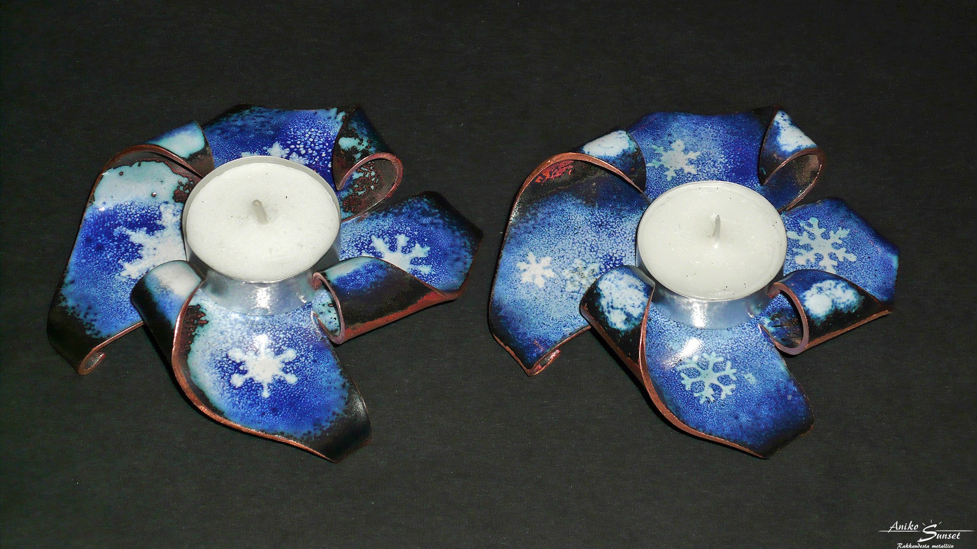 "Finnish Christmas tealight pastry" - enamelled copper sheet 100x100x2