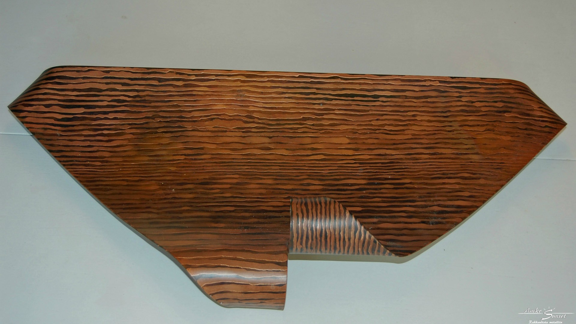 Platter "Ray" - 2 mm copper sheet patinated using a special technique, 580x260 mm