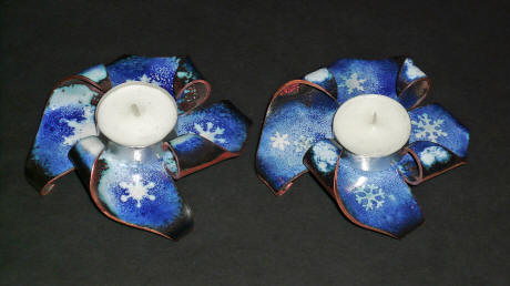 Enamelled Finnish Christmas tealight pastries with snow flakes